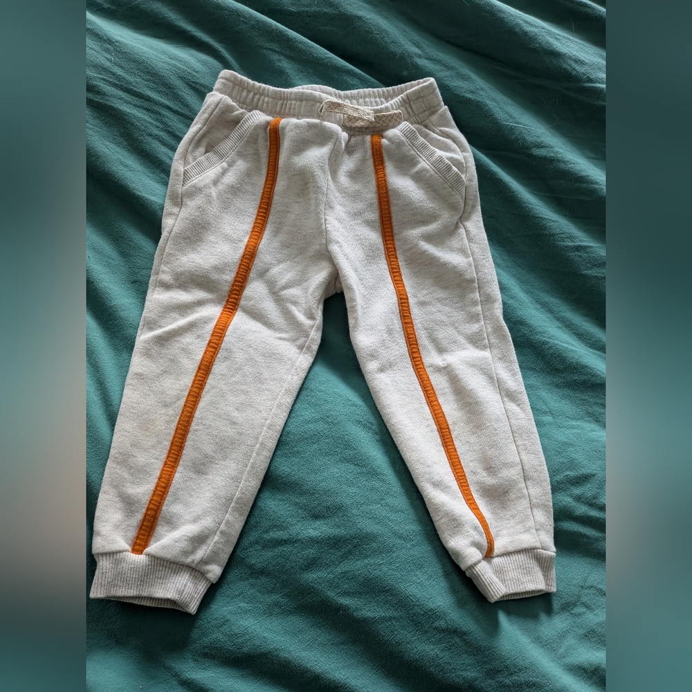dip White Sweatpants with Orange Side Stripe 2T